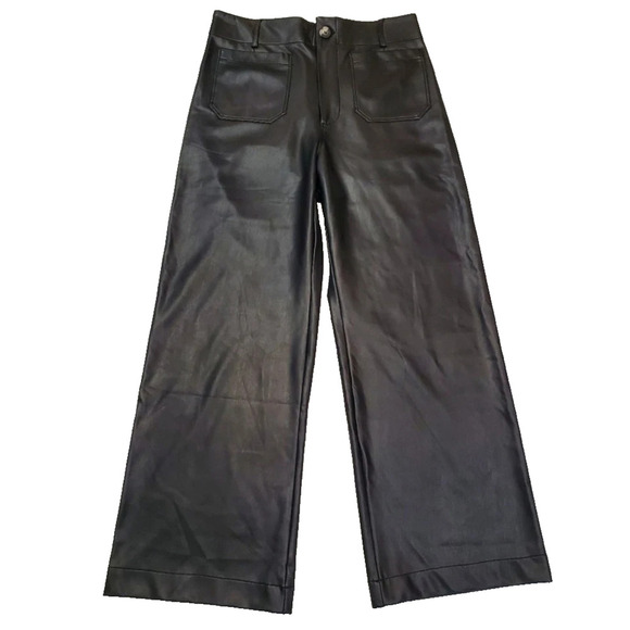 Maeve by Anthropologie Faux Leather Wide-Leg Pants – Size 10P (Petite) - Picture 2 of 8